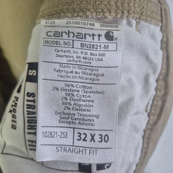 CARRHART Rugged Flex Straight Fit Canvas Dungaree Work Pants Size 32x30 - Picture 9 of 10